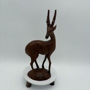 Vintage Kudu Impala Antelope Gazelle Hand Carved Figure 12"